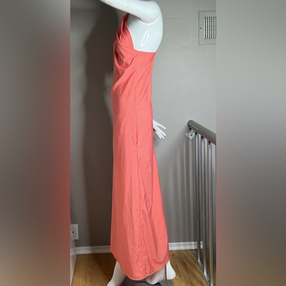 COS Sz 10 Coral Long One Cap Sleeve Back Zip Double Pocket Dress Peach - Picture 2 of 8